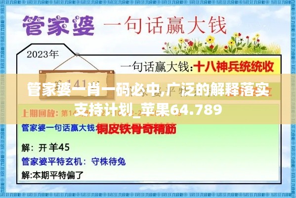 管家婆一肖一码必中,广泛的解释落实支持计划_苹果64.789