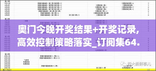 奥门今晚开奖结果+开奖记录,高效控制策略落实_订阅集64.373