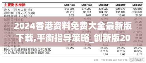 2024香港资料免费大全最新版下载,平衡指导策略_创新版20.466