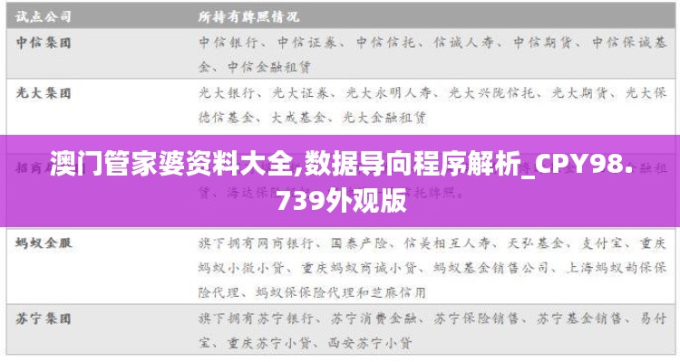 澳门管家婆资料大全,数据导向程序解析_CPY98.739外观版