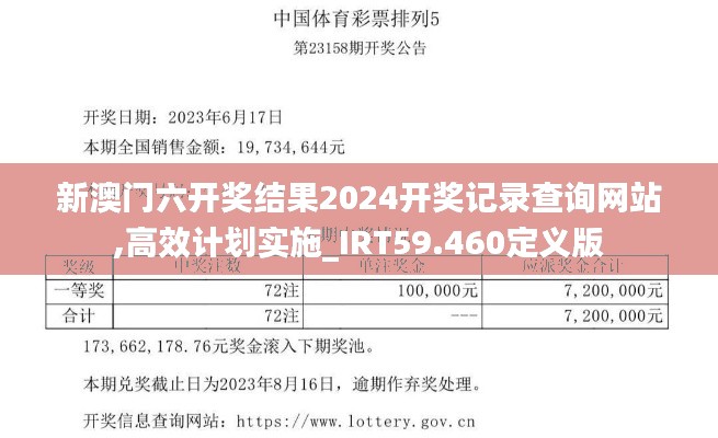 新澳门六开奖结果2024开奖记录查询网站,高效计划实施_IRT59.460定义版