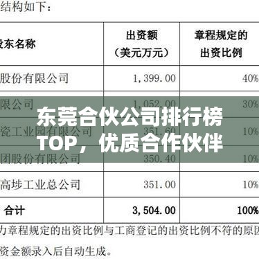 东莞合伙公司排行榜TOP，优质合作伙伴一览