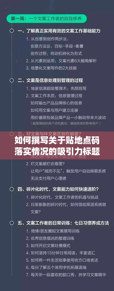 如何撰写关于贴地点码落实情况的吸引力标题？