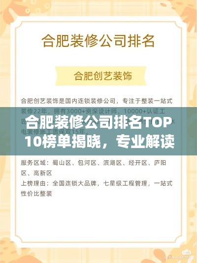 合肥装修公司排名TOP10榜单揭晓，专业解读优质选择指南