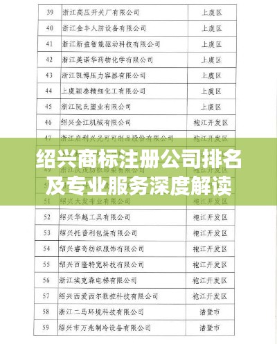 绍兴商标注册公司排名及专业服务深度解读