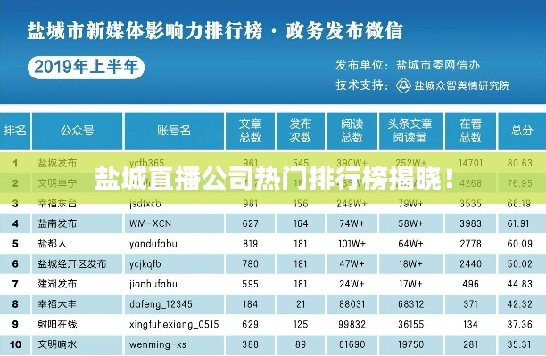 盐城直播公司热门排行榜揭晓！