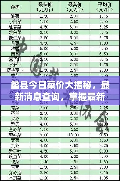 蠡县今日菜价大揭秘，最新消息查询，掌握最新市场动态！