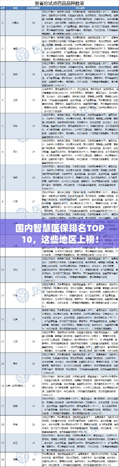 国内智慧医保排名TOP10，这些地区上榜！