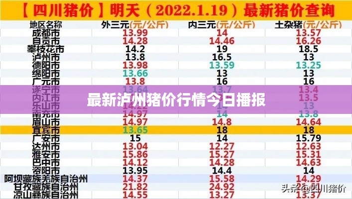 最新泸州猪价行情今日播报