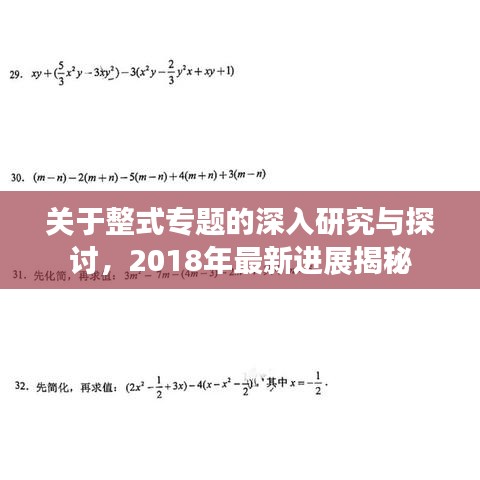 关于整式专题的深入研究与探讨，2018年最新进展揭秘